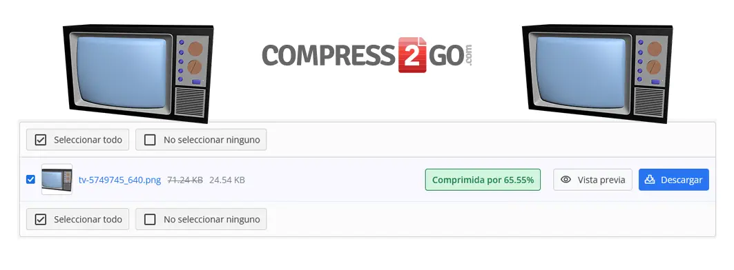 Compress2Go Herramienta para comprimir imágenes JPEG PNG WEBP GIF SVG