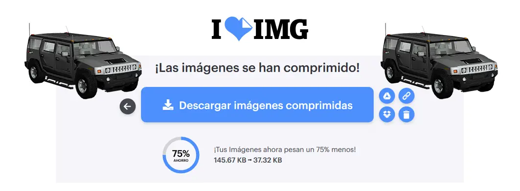 I Love IMG Herramienta para comprimir imágenes JPEG PNG GIF SVG