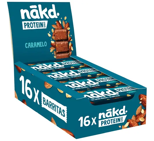 Snacks saludables Nākd. Protein Caramelo | Barritas Proteícas.