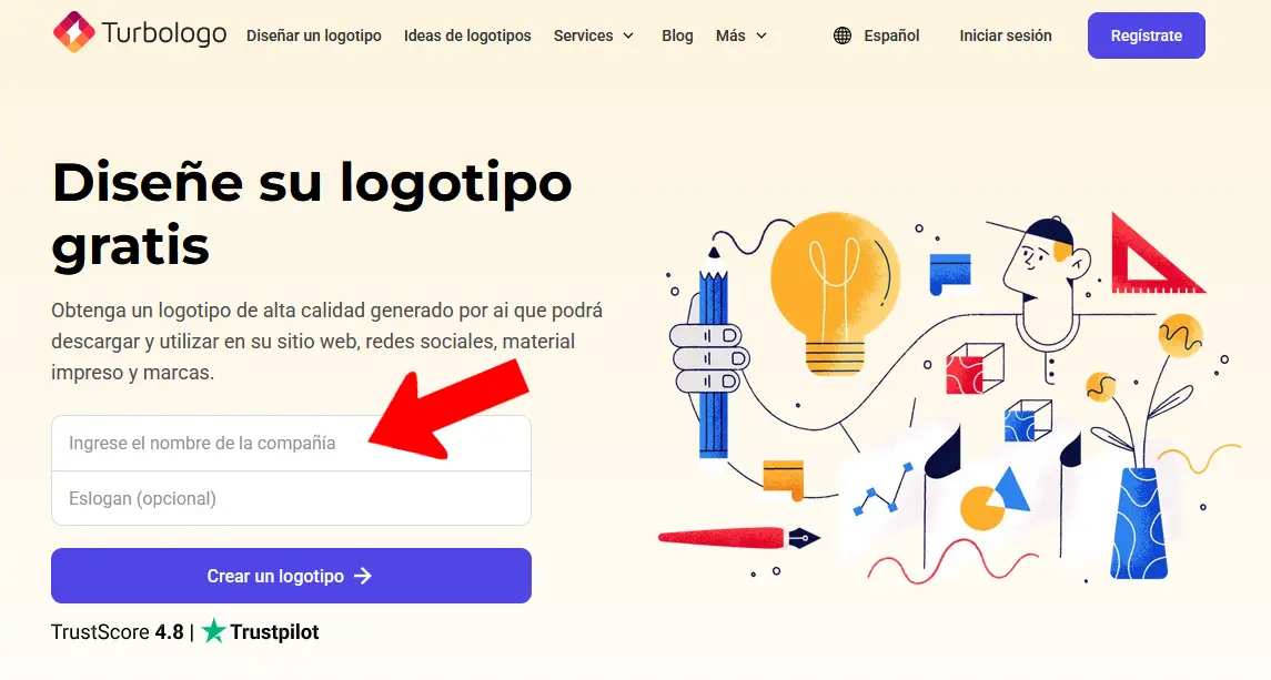 Crear logos con IA en TurboLogo Registro