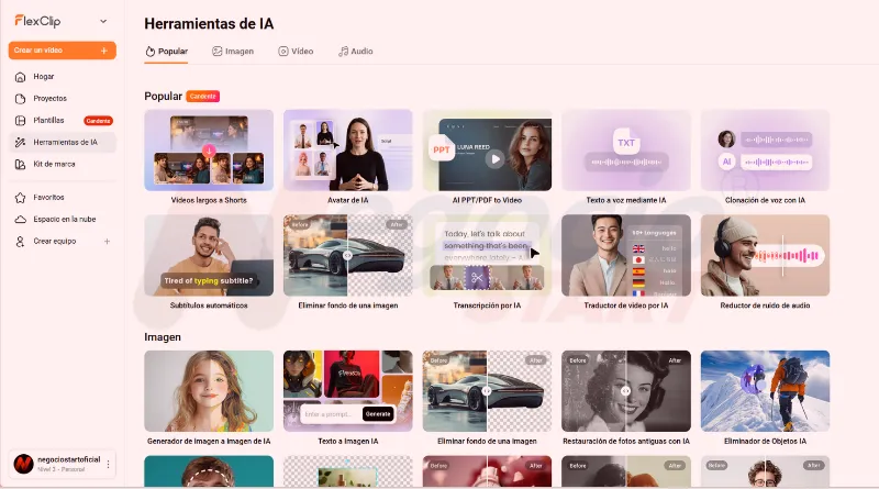 Editor de video con IA - FlexClip